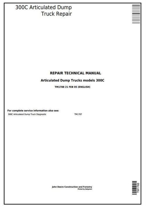 Product picture John Deere 300C Articulated Dump Truck Service Repair Technical Manual (tm1788)