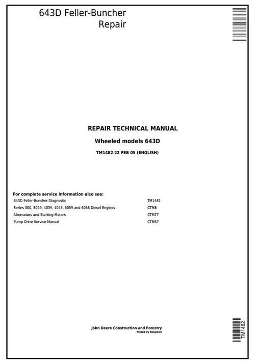Product picture John Deere 643D Wheeled Feller Buncher Service Repair Technical Manual (tm1482)
