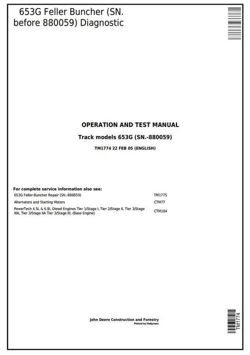 Product picture John Deere 643G, 843G Wheeled Feller Buncher (Harvester) Service Repair Technical  Manual (tm1684)