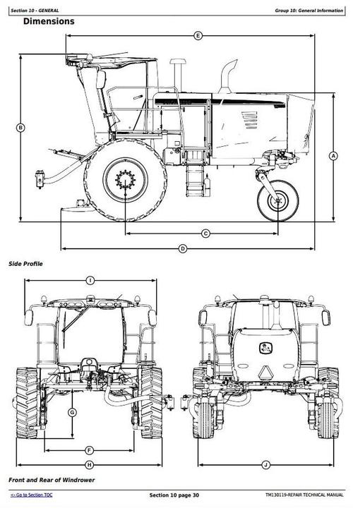 Product picture John Deere W235 Self-Propelled Draper Hay&Forage Windrower Service Repair Technical Manual(TM130119)