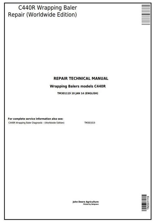 Product picture John Deere C440R Round Hay and forage Wrapping Baler Service Repair Technical Manual (TM301119)