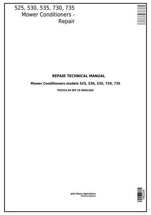 Product picture John Deere 525, 530, 535, 730, 735 Mower Conditioners Service Repair Technical Manual (TM2324)